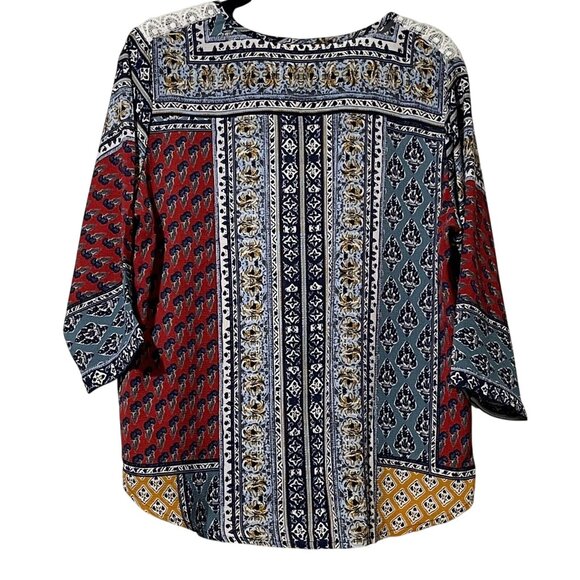 Blair Womens Boho Patchwork Tunic Top M Multicolor Rayon/Spandex - Picture 3 of 6